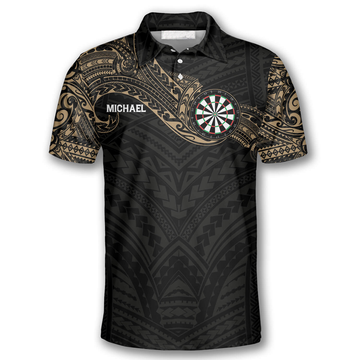 Custom Classy Dark Tribal Tattoo Darts Shirt Team Uniform Men's Polo Shirt S-5XL