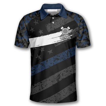 Personalized American Flag Dart Shirt Custom Blue Camo Men's Polo Shirt S-5XL