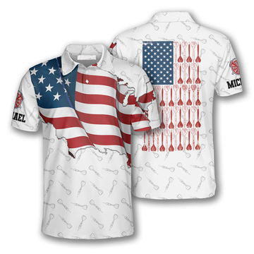 Custom Darts Patriotic USA Flag Shirt 3D Dart Shirt Men's Polo Shirt S-5XL