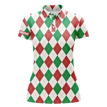 Custom Christmas Argyle Pattern Golf Polo Perfect Gift Women's Polo Shirts S-5XL