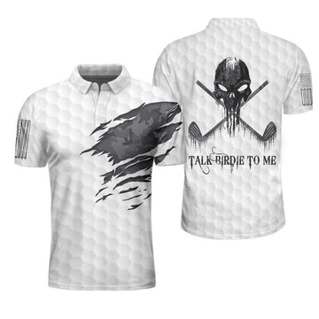 Talk Birdie To Me Golf Shirt Vintage Skull Camouflage Men's Polo Shirt S-5XL