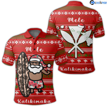 Funny Hawaii Christmas Santa Claus Surf Polo Shirt Men's Polo Shirt S-5XL