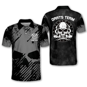 Personalized Name Team Dart Skull Shirt Perfect for Men Men's Polo Shirt S-5XL