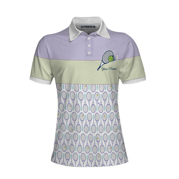 Custom Tennis Purple Pattern Personalized with for Women's Polo Shirts S-5XL