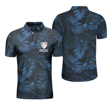 Black And Navy Blue Tropical Golf Golfing American Flag Men's Polo Shirt S-5XL