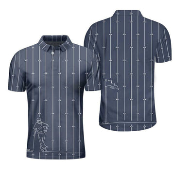Unique Golf Shirt for Men Golfer Drawing Vertical Stripe Men's Polo Shirt S-5XL