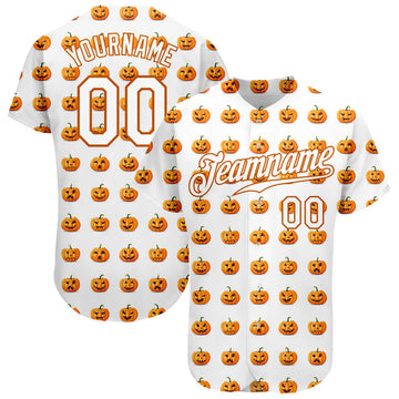 Custom Texas Orange 3D Halloween Pumpkins Baseball Jersey S-5XL