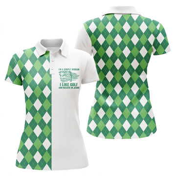 Golf Argyle Plaid I'm A Simple I Like Golf And Believe In Women's Polo Shirts S-5XL