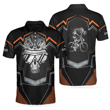 Skull Cyclist Shirt Cool Cycling Skeleton Short Sleeve Men's Polo Shirt S-5XL