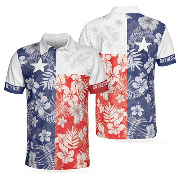 Texas Flag Tropical Bluebonnet Shirt For Men Men's Polo Shirt S-5XL