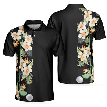 Floral Golf Club Ball Shirt Wild Floral Leaves Tropical Men's Polo Shirt S-5XL