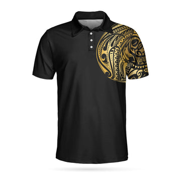 Black Modern Greek Key Tattoo Golf Men's Polo Shirt S-5XL