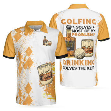 Golfing And Drinking Argyle Whisky Wine Men's Polo Shirt S-5XL