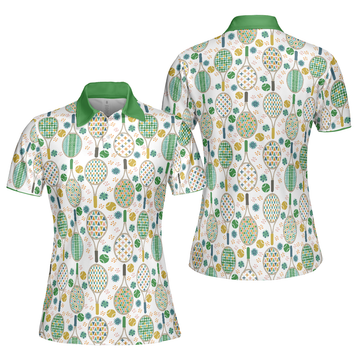 Green And Golden Tennis Pattern Short Sleeve Women Polo Shirt S-5XL