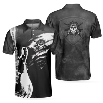 Guitar And Skull Short Sleeve Streetwear Guitar Men's Polo Shirt S-5XL