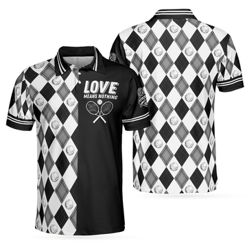 Love Means Nothing Tennis Tennis Ball Argyle Pattern Men's Polo Shirt S-5XL