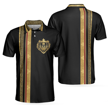 Luxury Baroque Pattern Golf Shirt Greek Key Design Men's Polo Shirt S-5XL