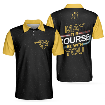 May The Course Be With You Galaxy Golf Club Lightsaber Men's Polo Shirt S-5XL