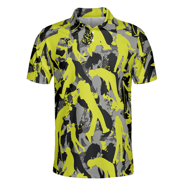 Golf Camo Green Pattern Shirt Silhouette Camouflage Men's Polo Shirt S-5XL