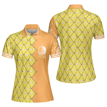 Golf Is Fore Girls Yellow Argyle Cool Gift Women Polo Shirt S-5XL