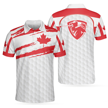 Canada Flag Golf Texture Maple Leaves Polo Shirt Best Golf Gift Men's Polo Shirt