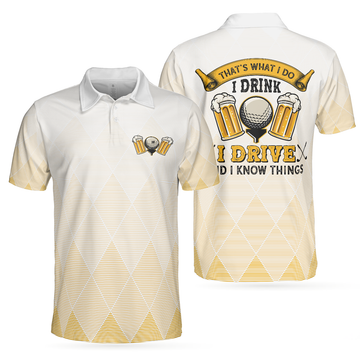 Funny I Golf And I Know Things Argyle Pattern Men's Polo Shirt S-5XL