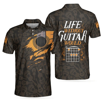 Life Without Guitar Would Be Flat Short Sleeve Pattern Men's Polo Shirt S-5XL
