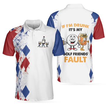Golf If I'm Drunk Argyle Pattern Funny Golf Shirt Gift Ideas Men's Polo Shirt