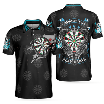 Born To Play Darts Custom Name Black Men's Polo Shirt S-5XL