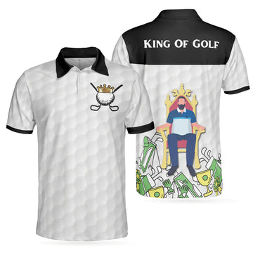 Golf Ball Texture King Of Golf Black White Golfer Throne Men's Polo Shirt S-5XL