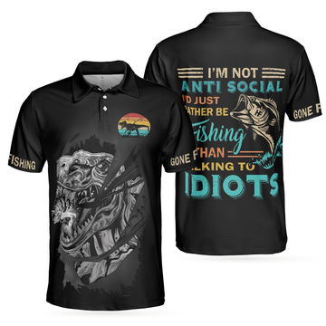 Fishsaurus Rex Gone Fishing Best Gift For Men Men's Polo Shirt S-5XL