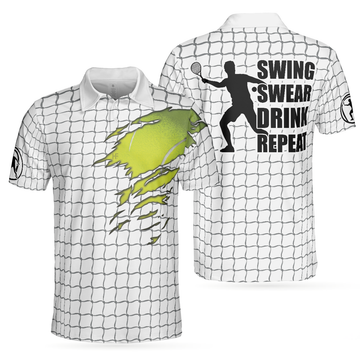 Check Pattern Short Sleeve Tennis Print Shirt Gift For Men's Polo Shirt S-5XL