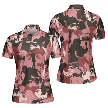 Golf Girl Camouflage Pink Camo Shirt Cool Gift Women Polo Shirt S-5XL