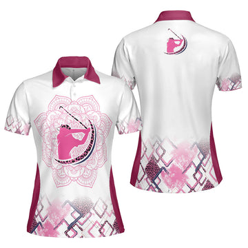 Leopard Mandala Pink Golf Shirt for Ladies Short Sleeve Women's Polo Shirts S-5XL