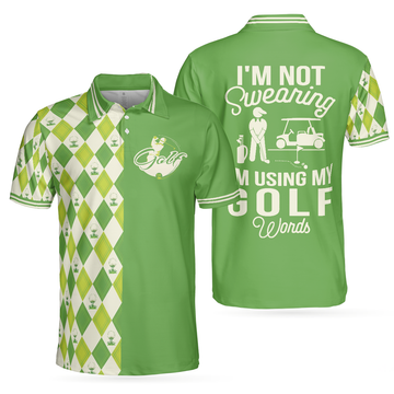 Golf Shirt for Men Green Argyle Pattern Funny Saying Men's Polo Shirt S-5XL
