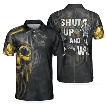 Scary Halloween Bowling Gift Skull Design Men's Polo Shirt S-5XL