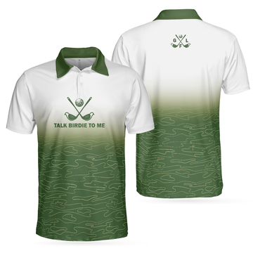 Talk Birdie Polo White Green Abstract Grass Best Gift Men's Polo Shirt S-5XL