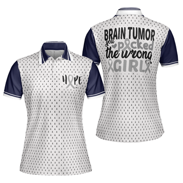 Cool Brain Tumor Support Shirt For You The Wrong Girl Women's Polo Shirts S-5XL