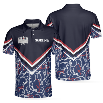 Spare Me Bowling Polo Shirt with Ball and Pin Pattern Men's Polo Shirt S-5XL