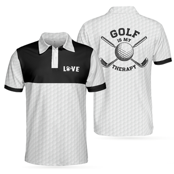 Golf Love Black and White Best Golf Therapy Shirt Men's Polo Shirt S-5XL