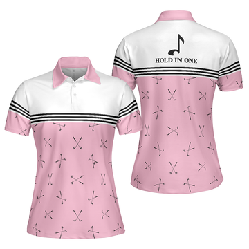 Pink Golf Short Sleeve Shirt With Golf Club Pattern Women's Polo Shirts S-5XL