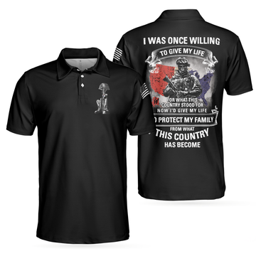 Veteran Gives Life Cool American Flag Thank You Gift Men's Polo Shirt S-5XL