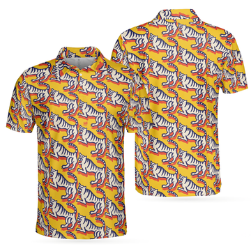 Funny Tiger Print Short Sleeve Men's Polo Shirt Cool Gift for Tiger Lovers