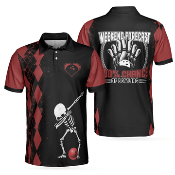 Red Argyle Short Sleeve For Male Players Bowling Perfect Gift Men's Polo Shirt S-5XL