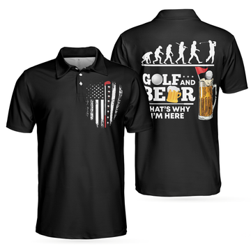 Golf Evolution American Flag Golf Shirt for Beer Lovers Men's Polo Shirt S-5XL