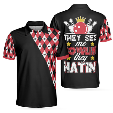 They See Me They Hatin' Polo Shirt Bowling Plaid Pattern Men's Polo Shirt S-5XL