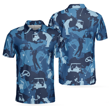 Golf Ocean Blue Camouflage Camo Streetwear Men's Polo Shirt