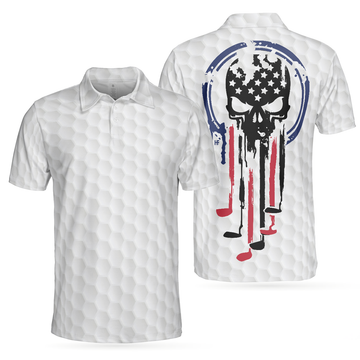 American Skull Golf Clubs Polo Shirt Gift for Golfers Men's Polo Shirt S-5XL