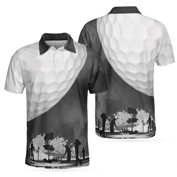 Golf Ball And Smoke Background Men's Polo Shirt Smoke Player Men's Polo Shirt