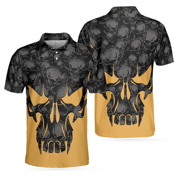 Black and Yellow Skull Golfing Shirt Cool Golf Wear Men's Polo Shirt S-5XL